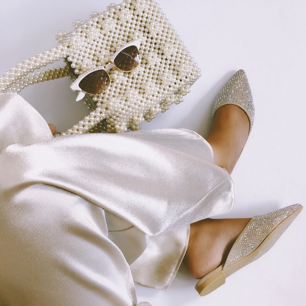 🆕Devon Nude & Rhinestone Pointy Toe Mules Slides - Picture 8 of 8